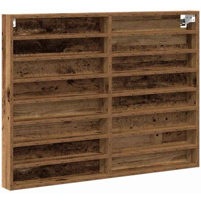Image of vidaXL vitrine cabinet rustic weathered wall mounted shelf adjustable oak wood storage for living room 100 x 8.5 75 cm