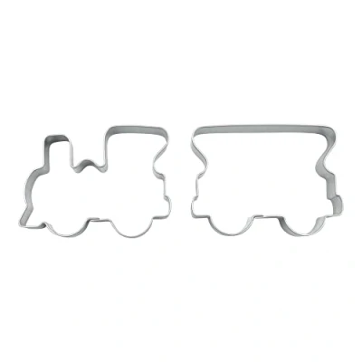 Image of BekkiB 2 Piece Stainless Steel Cookie Cutter Set, Vehicles Locomotive &amp; Passenger Car 5.9 cm x 4.3 Dishwasher Safe