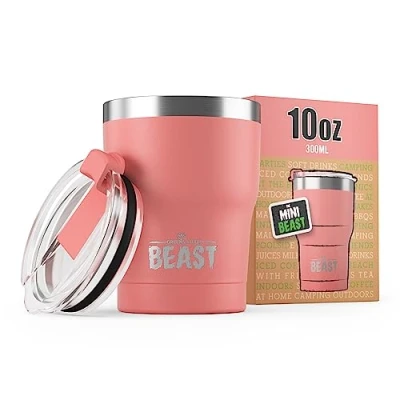 Image of Beast Tumbler 300 ml (10 oz), Blossom Reusable Stainless Steel, Vacuum Insulated Cup Double Wall Travel Flask Perfect for Hot or Iced Coffee BPA Free