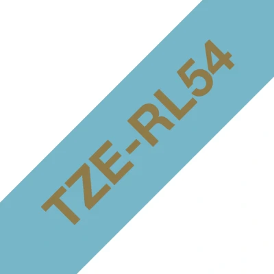 Image of Brother TZe RL54 Labelling Tape Cassette, Gold on Light Blue, 24mm (W) x 4M (L), Ribbon Tape, Genuine Supplies