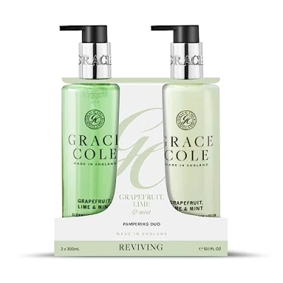 Image of Grace Cole Grapefruit Lime &amp; Mint Hand Duo Set Gift 1 x Wash, Body Lotion 300ml Essential Oils Vegan Made In England