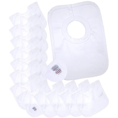 Image of BabyPrem Baby 12 Pack 100% Cotton Round Neck Popover The Head Bib One Size White