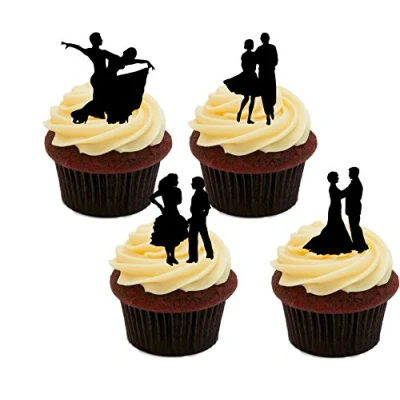 Image of Made4You Ballroom Dancers/Dancing Silhouettes, Edible Cupcake Toppers Stand up Wafer Cake Decorations (Pack of 12)