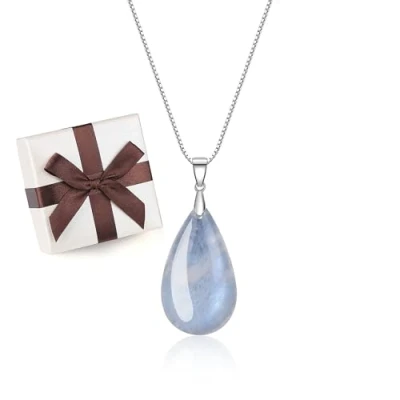 Image of COAI 925 Sterling Silver Necklace Teardrop Pendant Birthstone for Women, Moonstone
