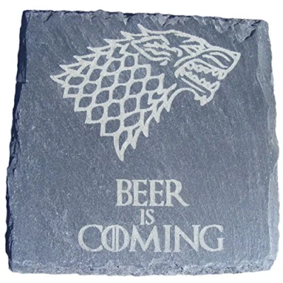 Image of SLATE GAME of THRONES INSPIRED COASTERS DRINKS MAT ENGRAVED NOVELTY BIRTHDAY PRESENT WEDDING HOUSE WARMING GIFT LASER BEER IS COMING (Set 1)