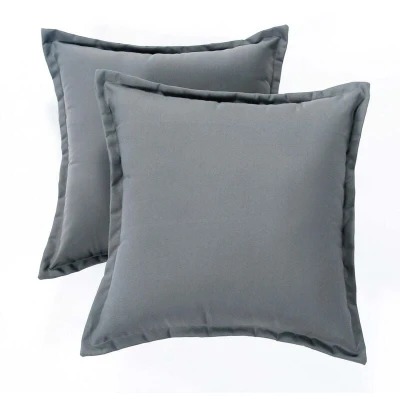 Image of HOMESCAPES Set of 2 Outdoor Cushions Waterproof, Plain Grey Filled Garden Furniture Cushion, Hypoallergenic, Polyester Decorative Pillows for Indoor &amp; Patio, Benches Sofa 45 x45cm