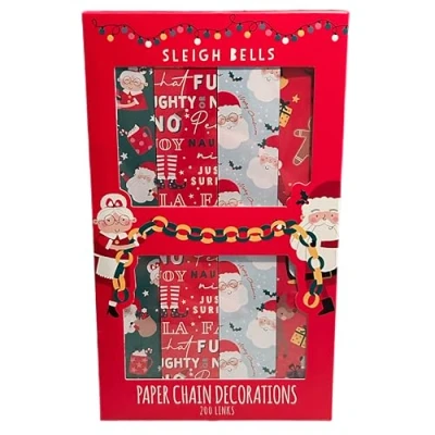 Image of eBoutik Novelty Christmas Decorations Make Your Own Traditional Paper Chain Kit Chains Self Adhesive (Sleigh Bells)