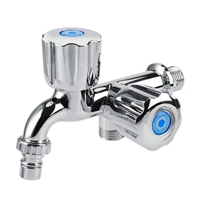 Image of Water Tap Faucet Double Level Mixer Single Cooler Spout G1/2 for Washing Machine Kitchen Sink Shower(Shutter Handle)