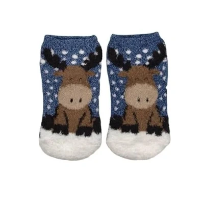Image of YakTrax Cabin Socks Crew Slipper, Blue, Medium UK Child