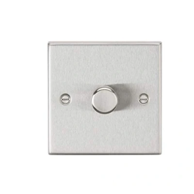 Image of KnightsBridge 1G 2 way 10 200W (5 150W LED) trailing Edge dimmer Square Brushed Chrome