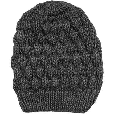 Image of styleBREAKER Ladies Knitted Beanie Hat with Bubble Pattern, Plain Winter, Raspberry Pattern 04024193, Colour:Dark Grey