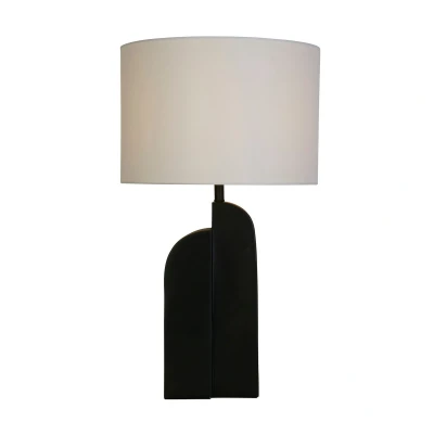 Image of Perth 1 Light Table Lamp, Matt Black Resin &amp; White Linen Shade