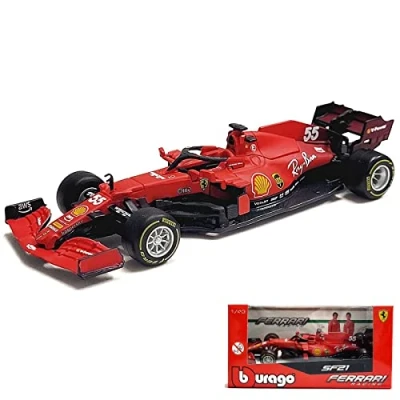 Image of HTLNUZD 1:43 Bburago 2021 SF21 F1#55 Carlos Sainz 1/43 Static Simulation Diecast Alloy F1 Formula Toy Racing Model (Standard Version)