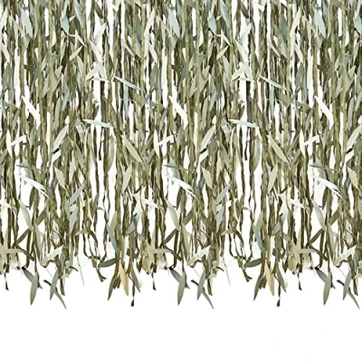 Image of Ginger Ray Botanical Baby Shower Leaf Foliage Willow Hanging Backdrop, Green, One Size