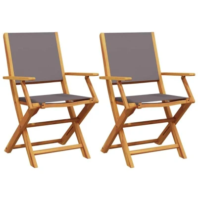 Image of vidaXL Garden Chairs 2 pcs Anthracite Solid Wood Acacia and Fabric