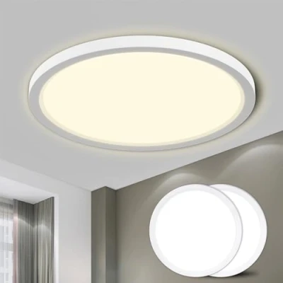 Image of LQWELL® Ceiling Light LED Lamp, IP44 Waterproof Bathroom Lamp Round Flat 18W 6000K 1600LM Modern Simple Thin for Living Room Bedroom Kitchen Office, 220 * 24mm (White, 2PCS)