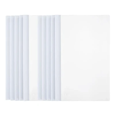 Image of M&amp;G 5 Pcs Report Covers with Sliding Bar, 25mm Clear Folders Large Sheets Capacity A4 Size File Document Organizer Binder for Classroom Office, White