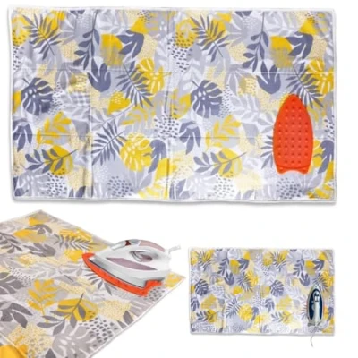 Image of Trendi Ironing Mat with 3mm Felt Padding Silicone Iron Rest Protector Portable, Foldable for Dining Table or Bed Steam Press Friendly Floral Design (Large 120 x 70 cm)