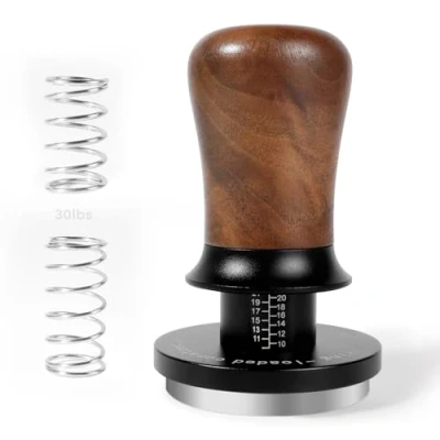 Image of HOLIHOKY 54mm Tamper, Spring Loaded Coffee Tamper Self Levelling, 30lb Constant Pressure Calibrated Espresso for Sage Barista, Stainless Steel Base, Wulnut