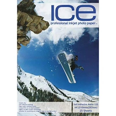 Image of 100 Sheets ICE A4 120gsm Self Adhesive Matte (Matt) Photo Paper