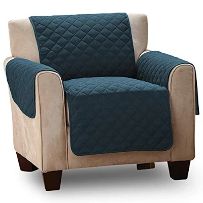 Image of ASAB Luxury Quilted Pet Sofa Cover Water Resistant Furniture Slip Throw Chair Settee Stain Dust &amp; Hair Protection Single Seater Blue