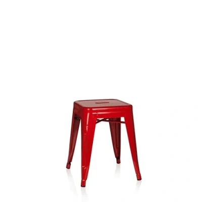Image of hjh OFFICE Bistro Stool VANTAGGIO Metal Low Industrial Design Stackable Red