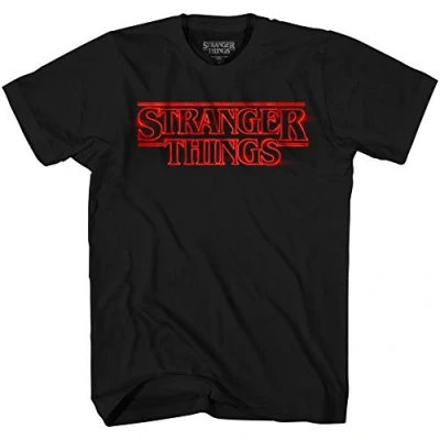 Image of Stranger Things Classic Logo Eleven Adult T Shirt, Black, XXL