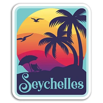 Image of 2 x 10cm Seychelles Vinyl Stickers Sunset Travel Sticker Laptop Luggage #18480 (10cm Tall)