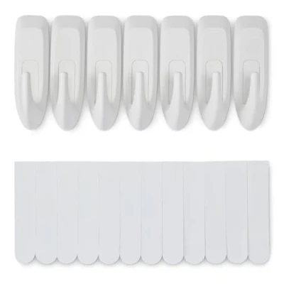 Image of Amazon Basics Adhesive Wall Hooks, Large, White