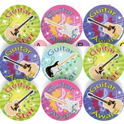 Image of 144 Guitar Star Awards 30mm Reward Stickers for School Music Teachers, Parents and Nursery
