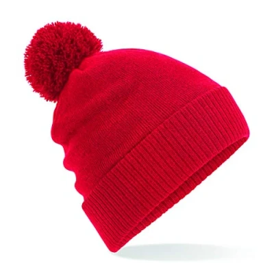 Image of Beechfield Thermal Snowstar Beanie Double Layer Knit Classic Red