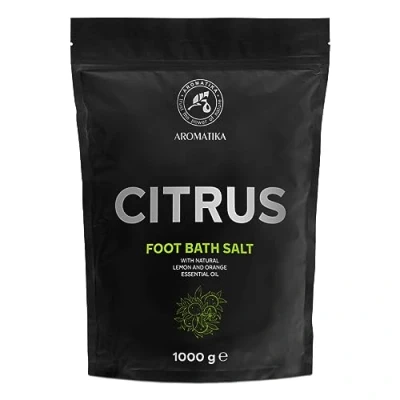 Image of Foot Bath Salt Citrus 1000g Pedicure Additive with Natural Sea Lemon and Orange Essential Oil Care for Tired Feet Beauty Relaxation Aromatherapy