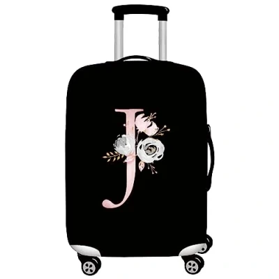 Image of initial letter Printed Design Travel Trolley Case Cover Protector Washable Suitcase Luggage Storage Covers for 18 28 inch (XL (29 32 Luggage), Pink Flower J)