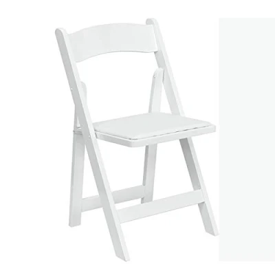 Image of Flash Furniture 4 Pack Hercules Series Wood Folding Chair with Vinyl Padded Seat, White, Set of