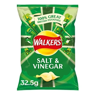 Image of Walkers Crisps Salt and Vinegar 32.5 g (Pack of 48)
