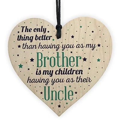 Image of RED OCEAN Best Uncle Gifts For Birthday Wood Heart Brother Plaque Niece Nephew Keepsake