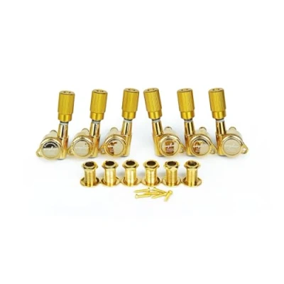 Image of Guyker Guitar Locking Tuners (3L + 3R Handed) 1:18 Pro Lock String Tuning Key Pegs Machine Head Set Replacement for ST TL SG LP Style Folk Classical Acoustic Electric (GK11SP, Gold)