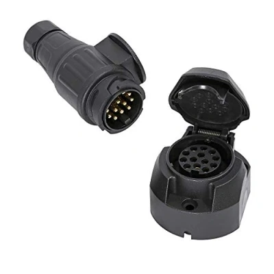 Image of TAEUYYM 13 Pin Trailer Plug and Socket, 12V Socket Waterproof Auto Lamp Connector, Apply to Truck RV Cars Boat Caravan Adapter Connector