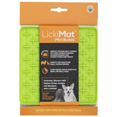 Image of LickiMat Mini Classic Buddy Dog Food Mat, Slow Feeder for Boredom &amp; Anxiety Relief Dogs, Perfect Food, Treats, Yoghurt Peanut Butter, Fun Alternative to a Feeding Bowl, Green