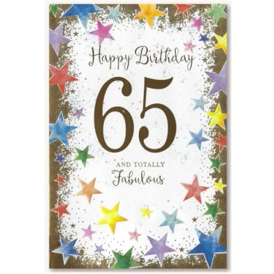 Image of 65th Birthday Card Script Male Men Him Age 65 7.5&quot; x 5.25&quot; B