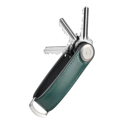 Image of Orbitkey Key Organizer Hybrid leather Premium Nappa &amp; TPU, Stainless Steel Locking Mechanism, Slim Quiet Profile, Pine Green, One size