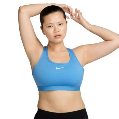 Image of Nike Performance BRA Medium support sports bra, Women&#039;s, Size: XS, University blue/white