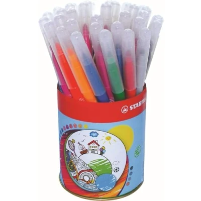 Image of Medium Fibre Tip Pen STABILO power Tin of 36 Assorted Colours