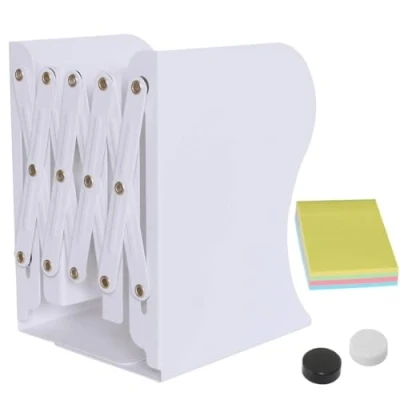 Image of Book Ends for Shelves, Expandable end, DARUITE Metal Bookends, Stopper holders Adjustable Holder, Heavy Duty Bookend, organiser School,Home,Office(White)