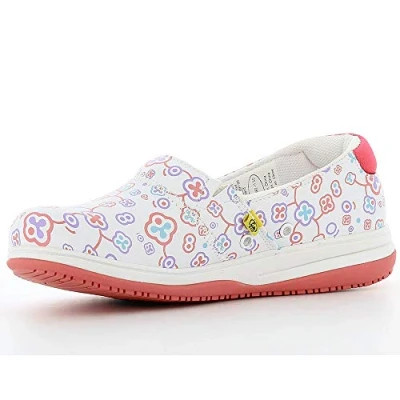 Image of Slip On Work Shoe for Women Safety Jogger Suzy Flower UK 4 EU 37, Lightweight Resistant, Anti Static Slipper, Ideal Nurses and Heathcare