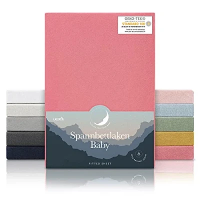 Image of Laleni 2x Cot Bed Sheets Soft 135gsm Cotton Travel 120x60 cm, Coral