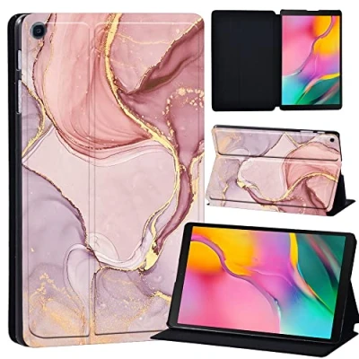 Image of Printed Leather slim lightweight Stand Cover Case for Samsung Galaxy Tab A 10.1 2019 (Model: SM T510 T515), with Function (Black) (peach color)