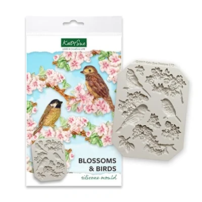 Image of Katy Sue Blossoms &amp; Birds Silicone Mould for Cake Decorating Crafts