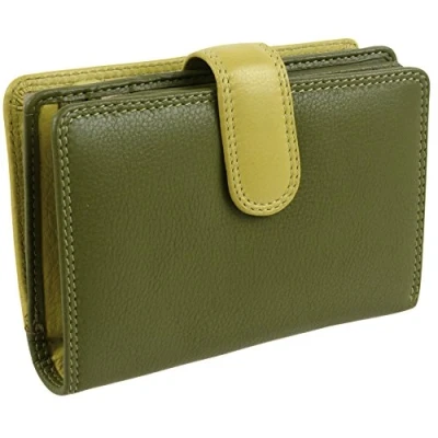 Image of Quality Ladies Soft Leather PURSE Wallet by Visconti Gift Boxed (Lime Green)