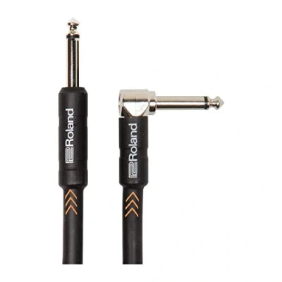 Image of Roland Black Series Instrument Cable, Angled/Straight 1/4 Inch Jack, 5 Feet
